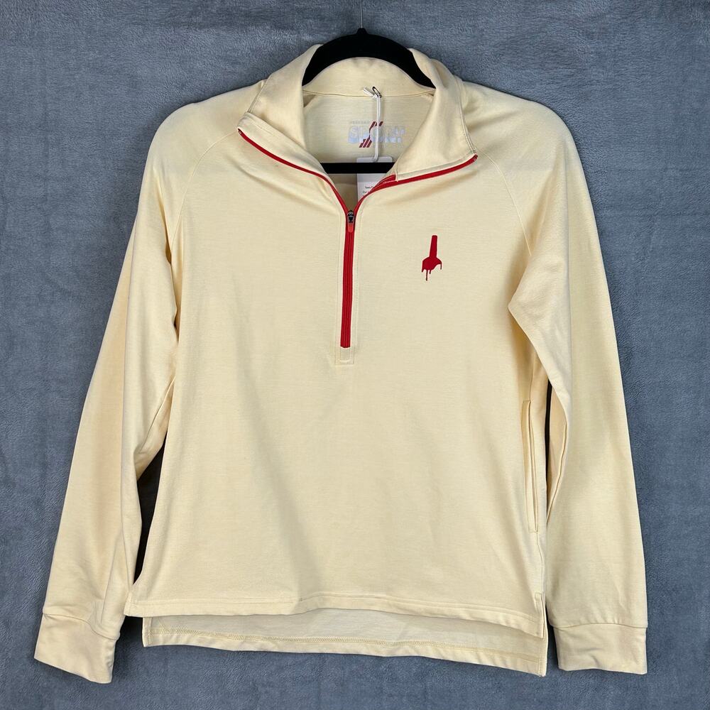 Marine Layer Weekend Sport Top Mens Extra Small Yellow Long Sleeve 1/4 Zip NEW - Picture 1 of 13